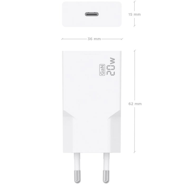 Aisens Cargador GaN 20W USB-C Blanco A110-0997